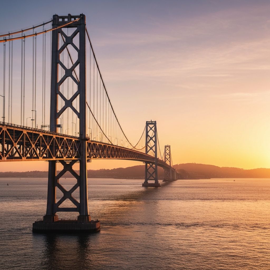 San Francisco Bay Bridge at sunset